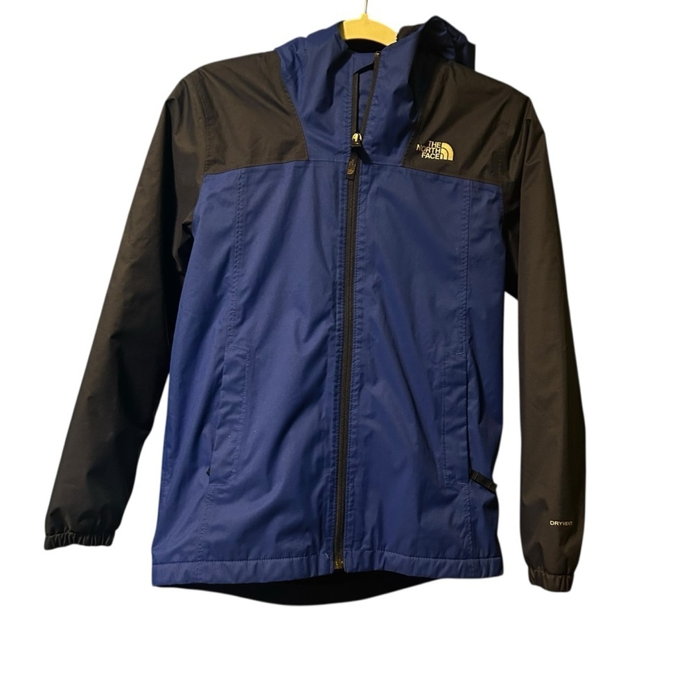 Youth Boys North face blue hooded coat size 14/16 fleece lined kid